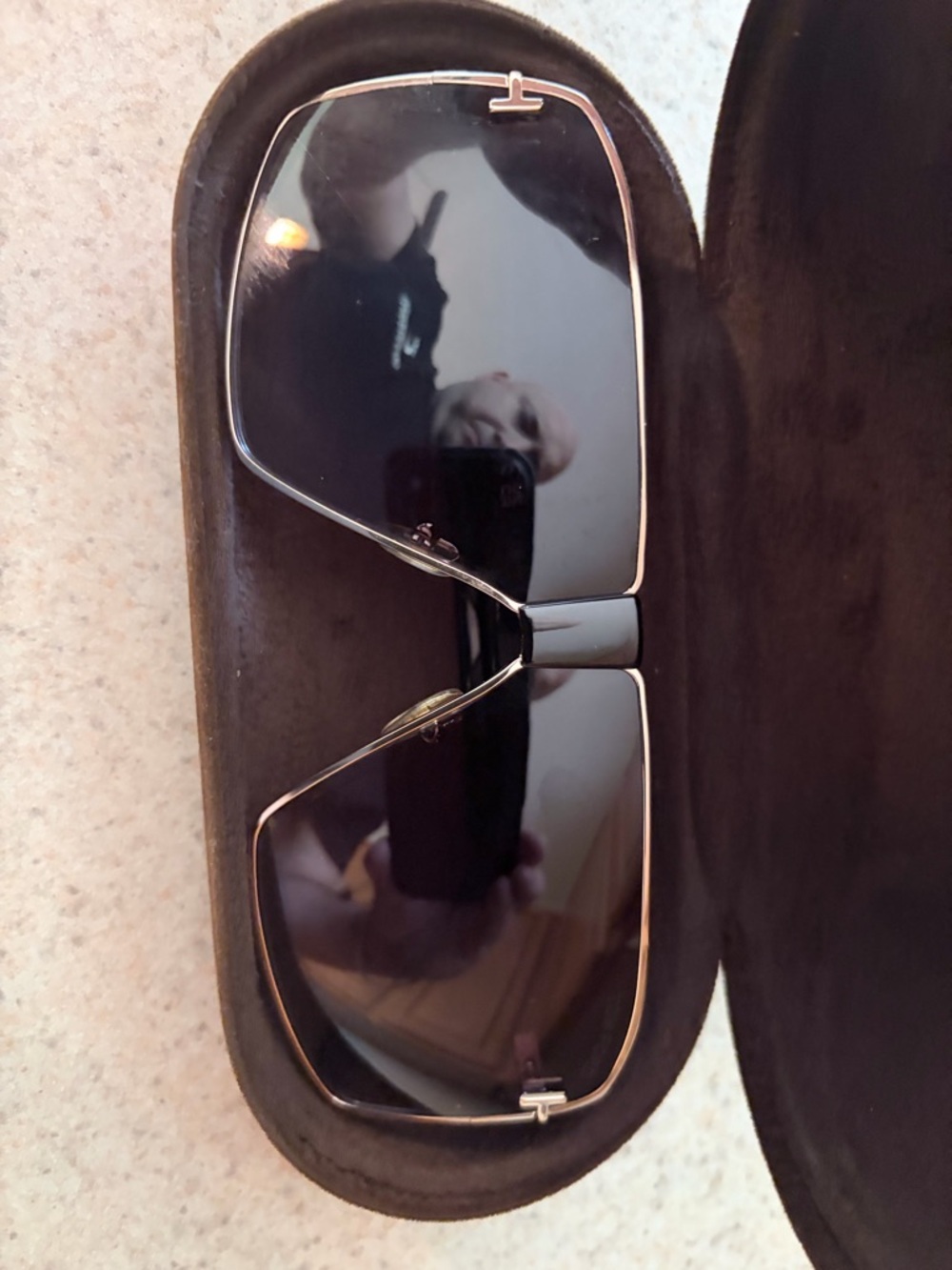 Tom Ford Gold/Black Aviator Sunglasses. #221076M13407400. Retail $710